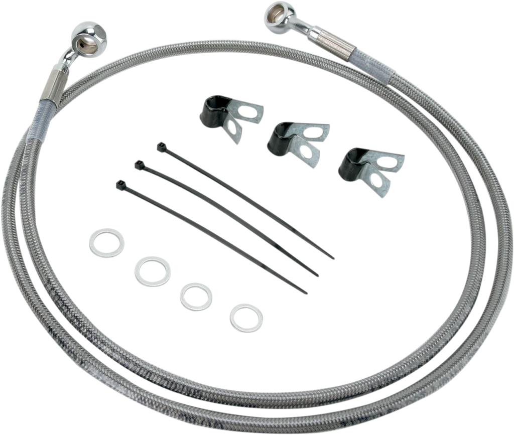 Brake Line - Front - +4" - Stainless Steel DragSpecialties 660214-4 - Main Product View