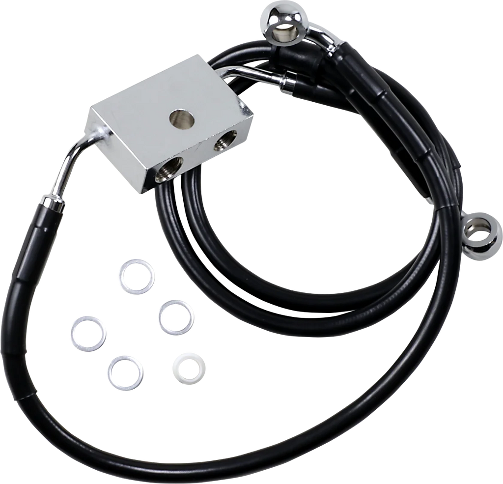 Brake Line - Front - +8" - Black - XL DragSpecialties 614745-8BLK - Main Product View