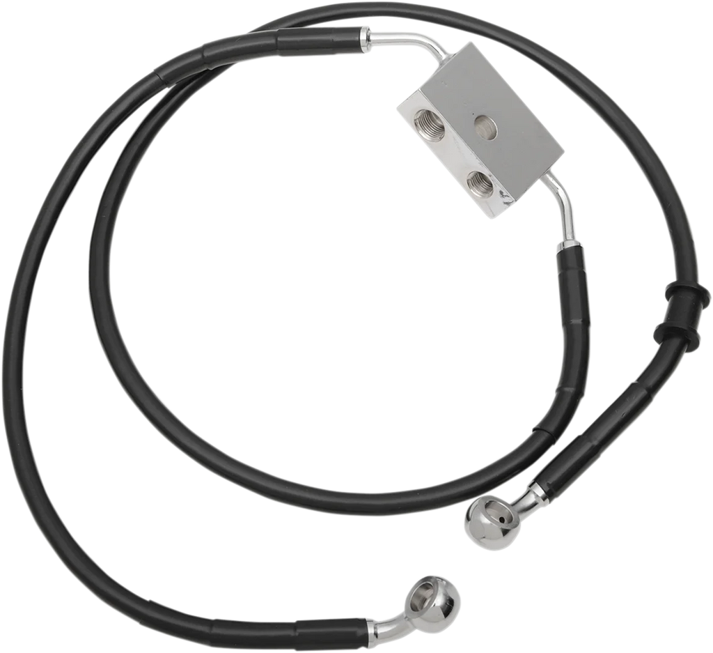 Brake Line - Front - +8" - Black - XL DragSpecialties 614745-8BLK - Side View