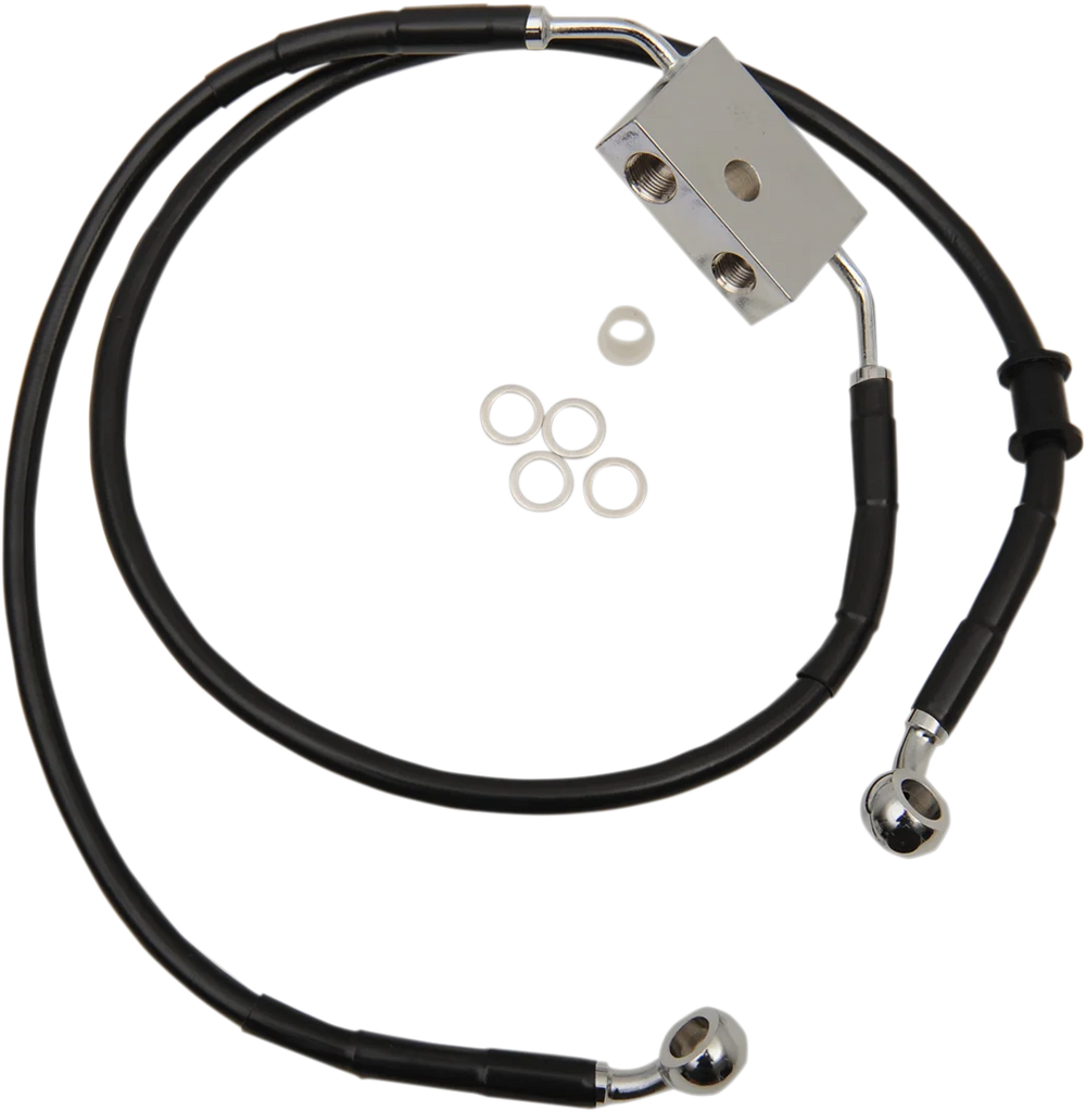 Brake Line - Front - +8" - Black - XL DragSpecialties 614750-8BLK - Main Product View