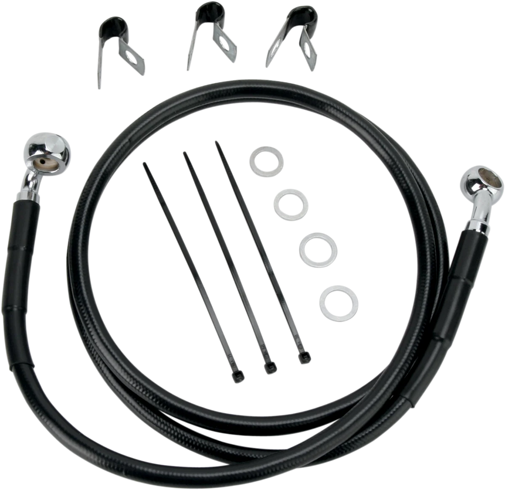 Brake Line - Front - Black - +10" - '00-'07 FLST DragSpecialties 660214-10BLK - Main Product View