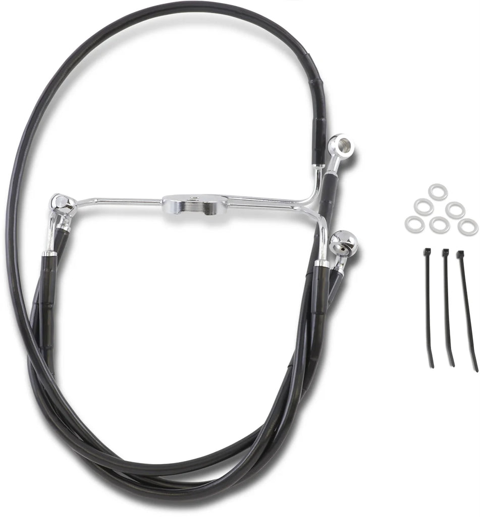 Brake Line - Front - Black - +10" DragSpecialties 644410-10BLK - Main Product View
