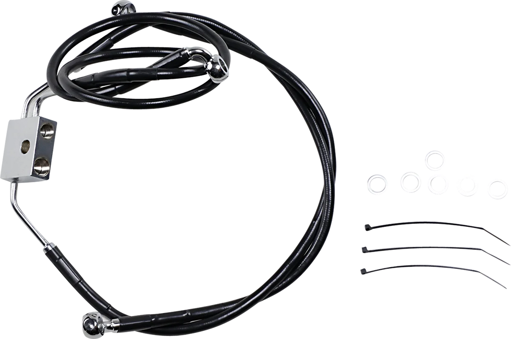 Brake Line - Front - Black - +10" - FXDF '12-'17 DragSpecialties 612137-10BLK - Main Product View