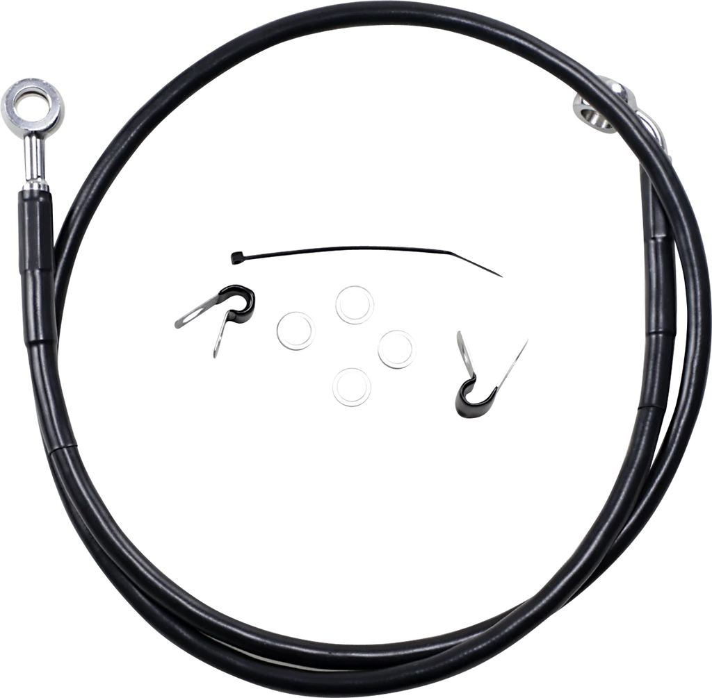 Brake Line - Front - Black - +2" - '04-'10 XL DragSpecialties 660313-2BLK - Main Product View