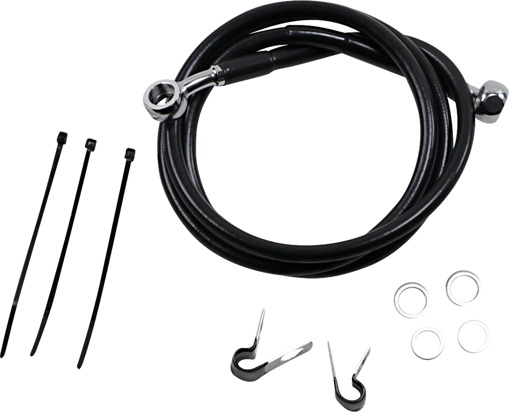 Brake Line - Front - Black - +2" - '99-'07 FXST DragSpecialties 640210-2BLK - Main Product View