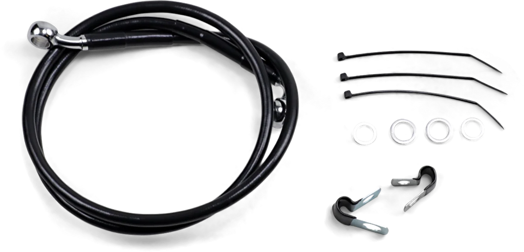 Brake Line - Front - Black - +2" - FXD '00-'05 DragSpecialties 640112-2BLK - Main Product View