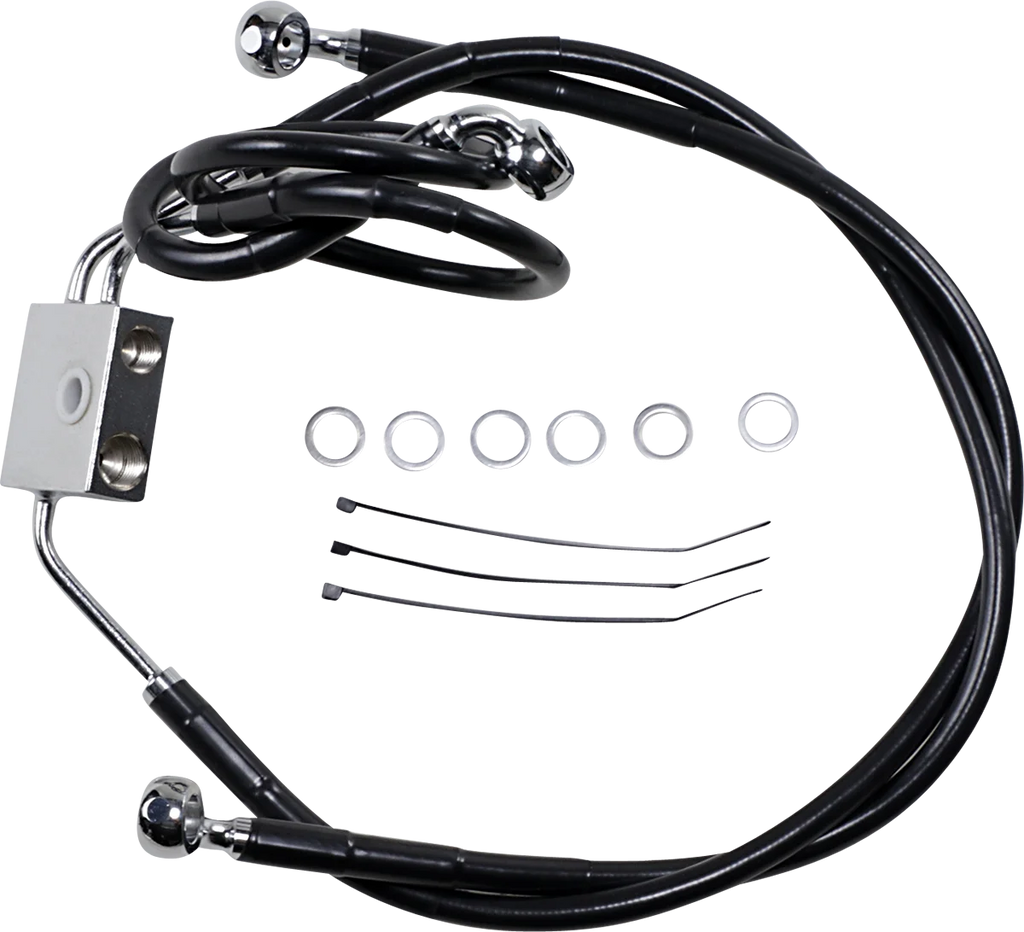 Brake Line - Front - Black - +2" - FXDF '12-'17 DragSpecialties 612137-2BLK - Main Product View