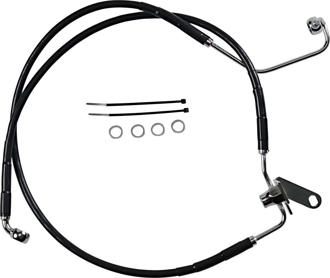 Brake Line - Front - Black - +2" - Softail '04-'06 DragSpecialties 640223-2BLK - Side View