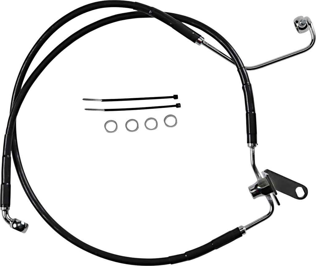 Brake Line - Front - Black - +2" - Softail '04-'06 DragSpecialties 640223-2BLK - Side View