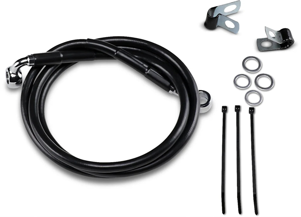 Brake Line - Front - Black - +4" - '99-'07 FXST DragSpecialties 640210-4BLK - Main Product View