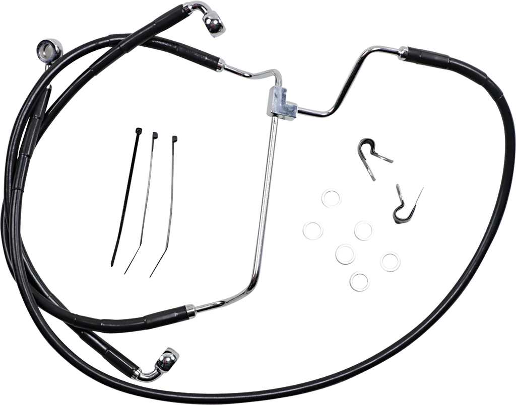 Brake Line - Front - Black - +4" DragSpecialties 614085-4BLK - Main Product View