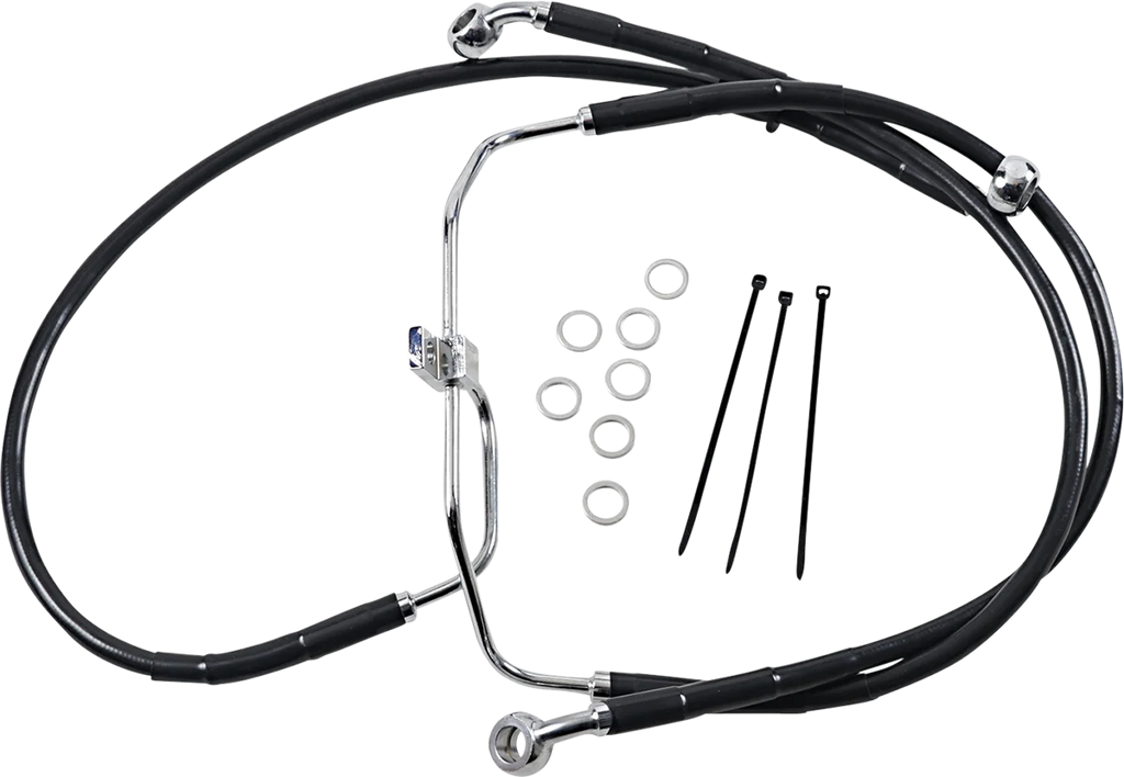 Brake Line - Front - Black - +4" - FXDF '08-'17 DragSpecialties 660325-4BLK - Main Product View