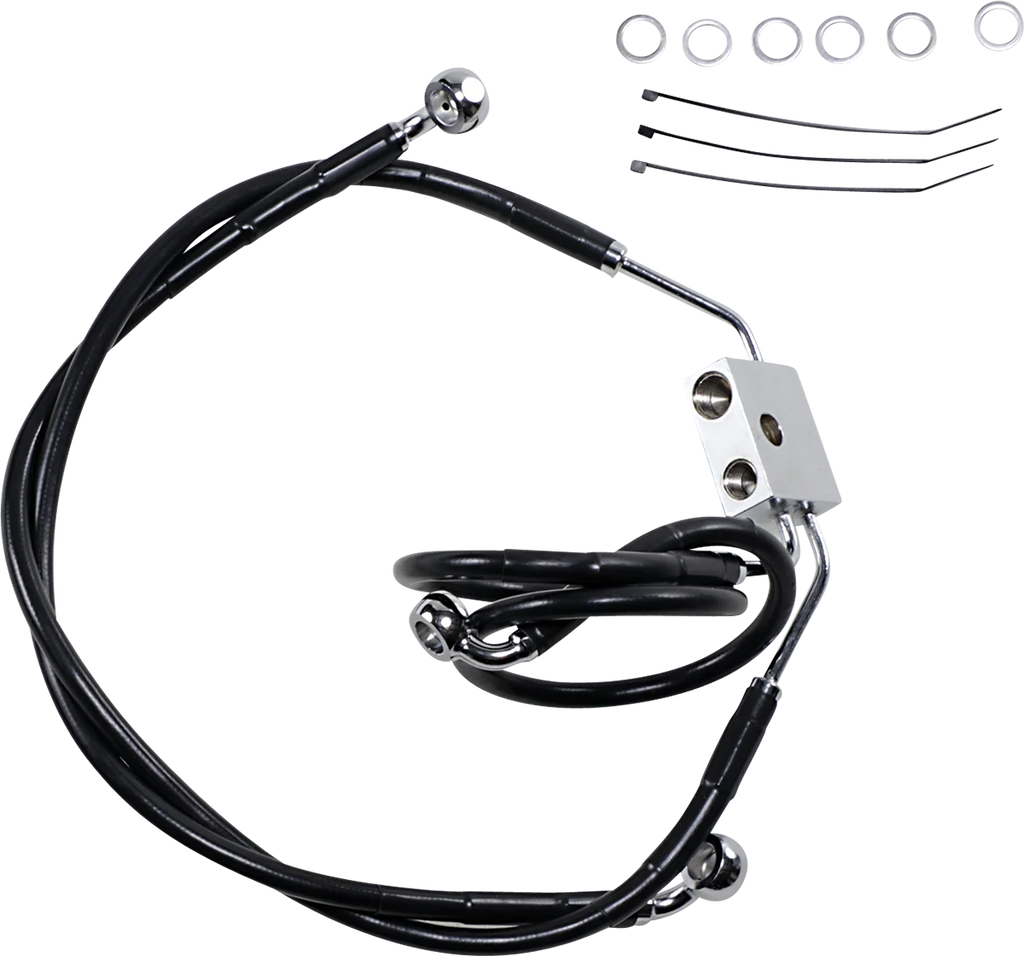 Brake Line - Front - Black - +4" - FXDF '12-'17 DragSpecialties 612137-4BLK - Main Product View