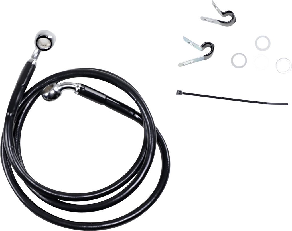 Brake Line - Front - Black - +4" - XL DragSpecialties 660310-4BLK - Main Product View