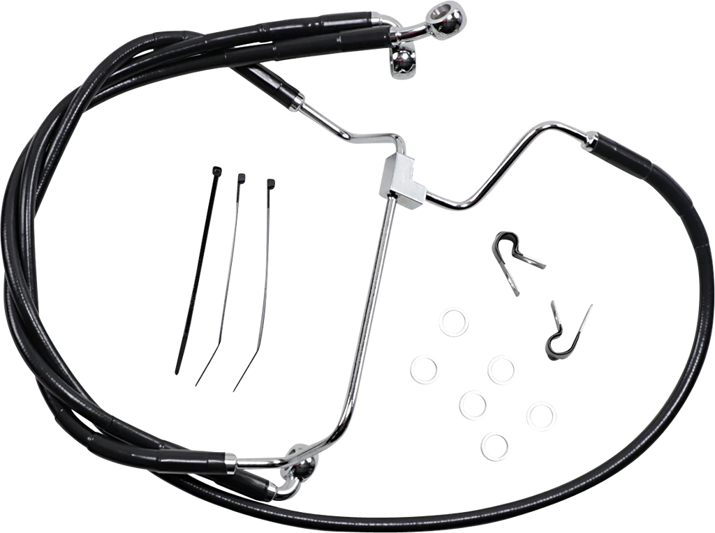 Brake Line - Front - Black - +6" DragSpecialties 614085-6BLK - Main Product View