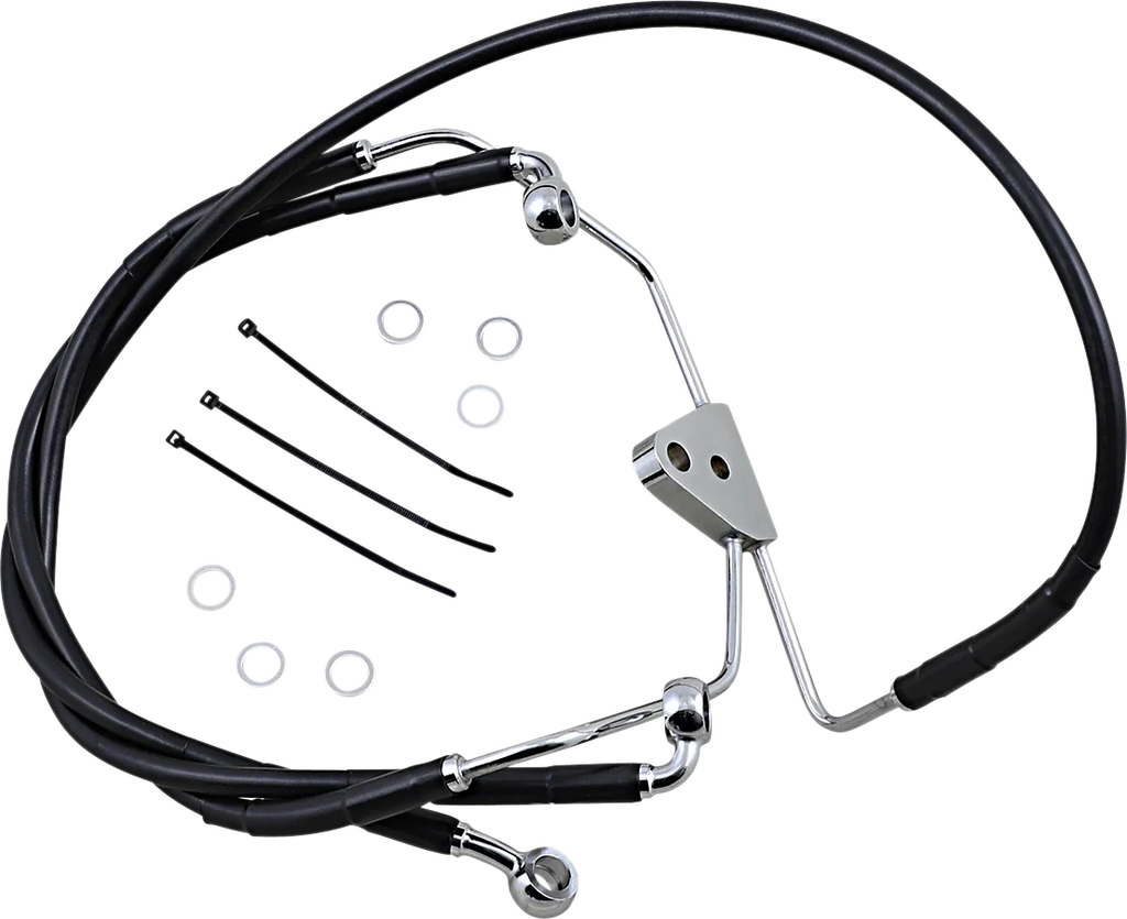 Brake Line - Front - Black - +6" DragSpecialties 620085-6BLK - Main Product View