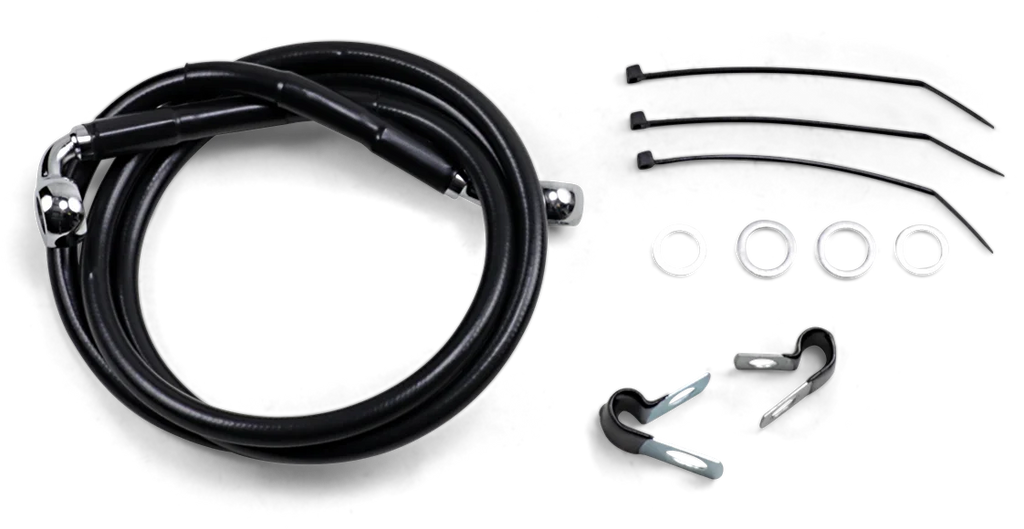 Brake Line - Front - Black - +6" - FXD '00-'05 DragSpecialties 640112-6BLK - Main Product View