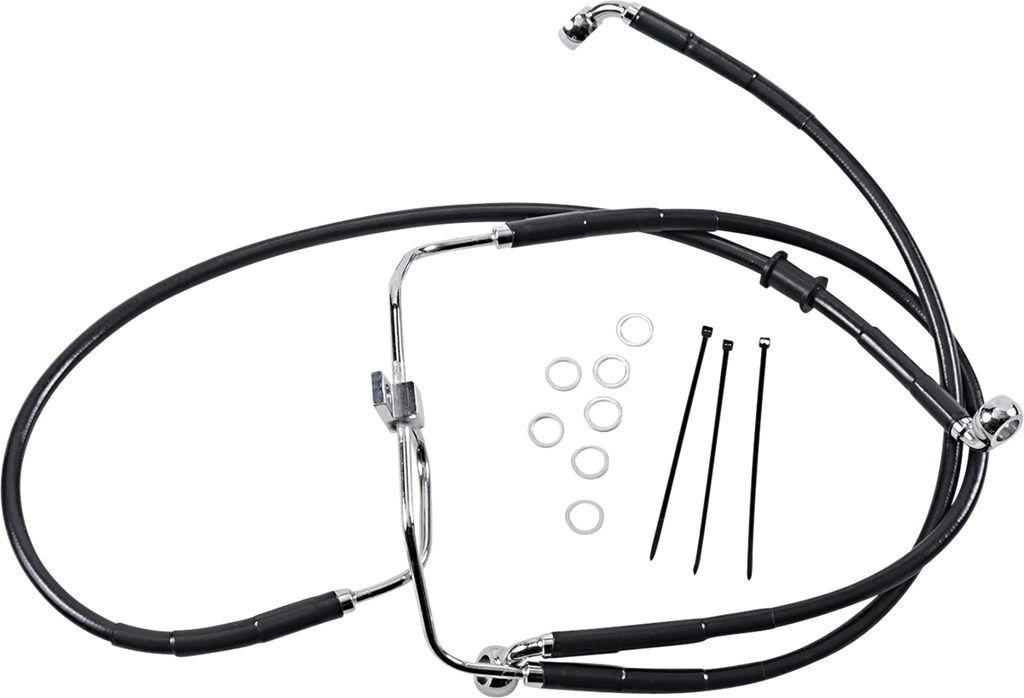 Brake Line - Front - Black - +6" - FXDF '08-'17 DragSpecialties 660325-6BLK - Main Product View