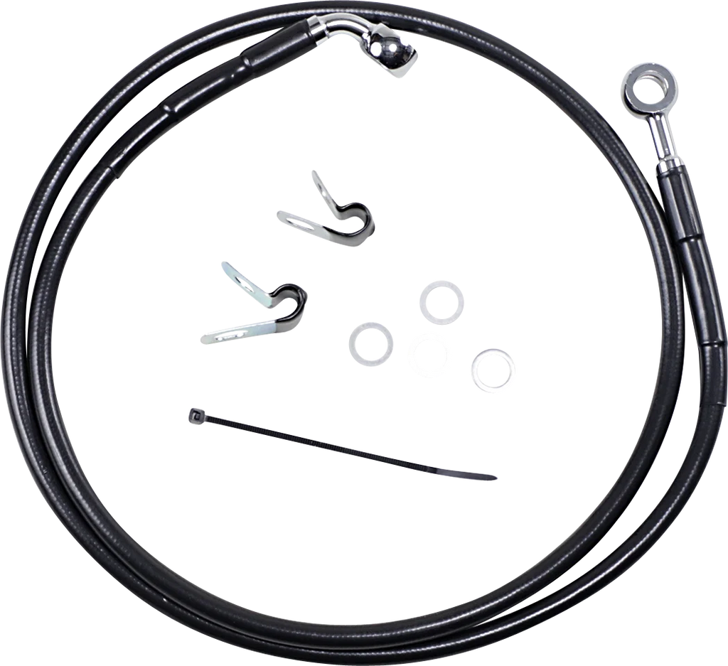 Brake Line - Front - Black - +8" - '04-'10 XL DragSpecialties 660313-8BLK - Main Product View
