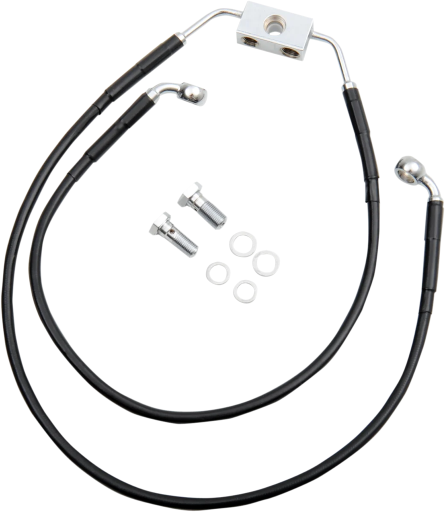 Brake Line - Front - Black - +8" DragSpecialties 612138-8BLK - Main Product View