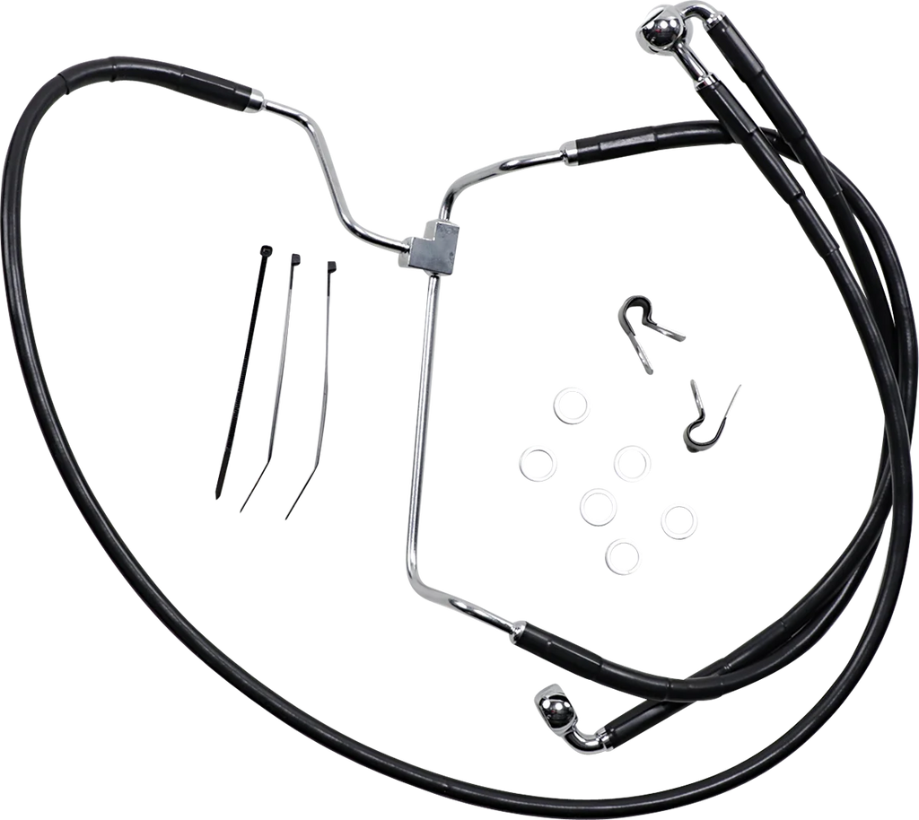 Brake Line - Front - Black - +8" DragSpecialties 614085-8BLK - Main Product View