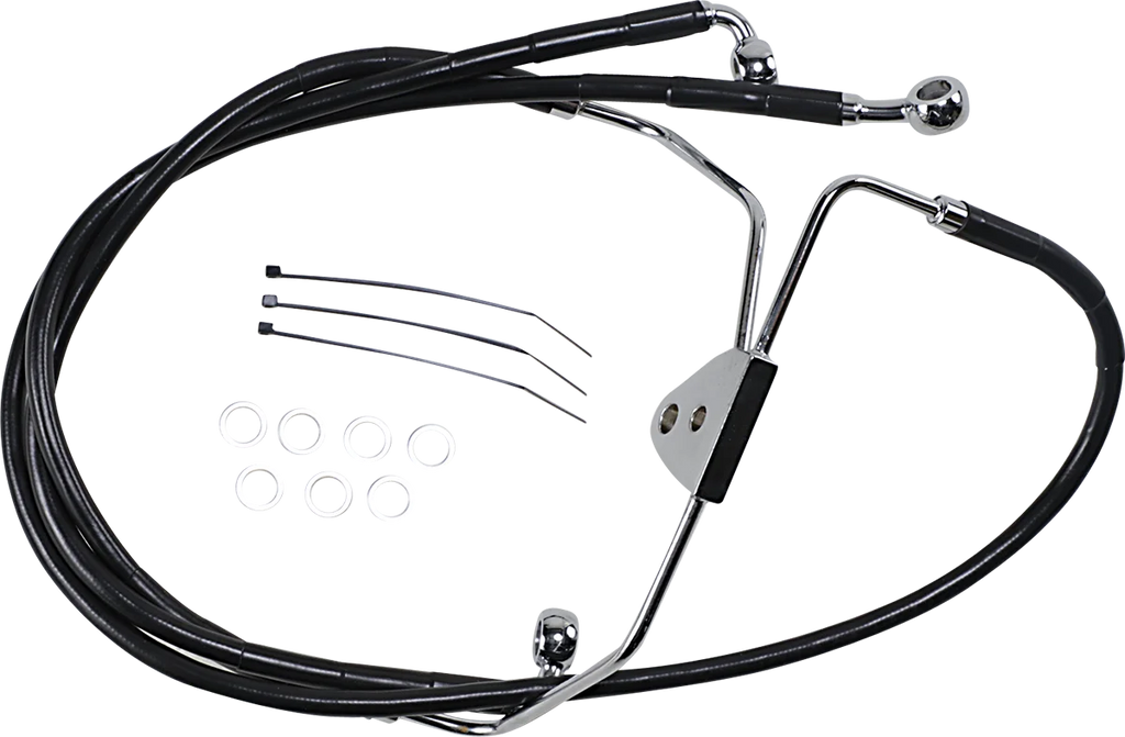Brake Line - Front - Black - +8" DragSpecialties 620085-8BLK - Main Product View