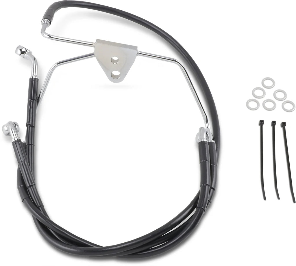 Brake Line - Front - Black - +8" - FLH '96-'07 DragSpecialties 660411-8BLK - Main Product View