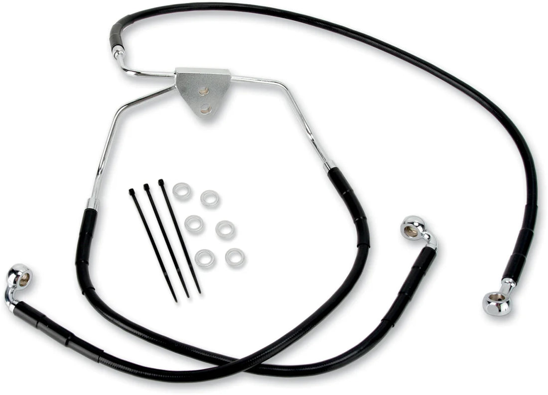Brake Line - Front - Black - +8" - FXDB '12-'17 DragSpecialties 612135-8BLK - Side View