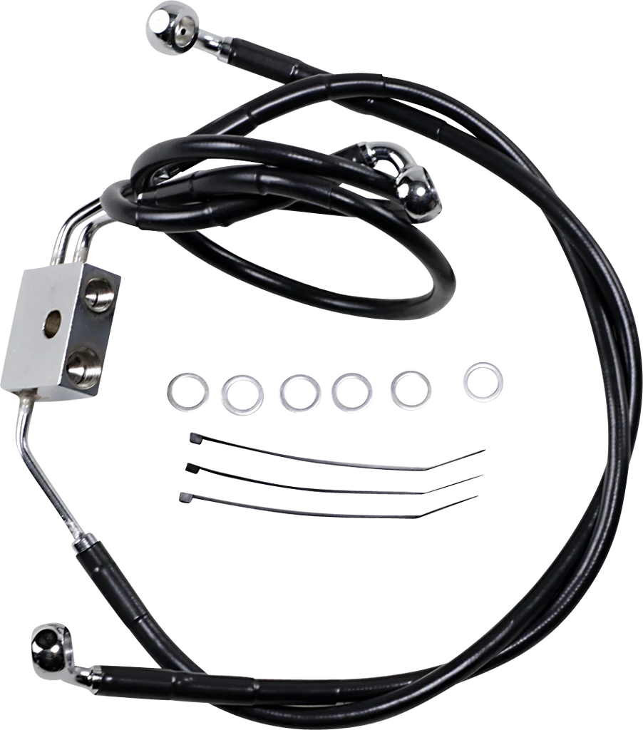 Brake Line - Front - Black - +8" - FXDF '12-'17 DragSpecialties 612137-8BLK - Main Product View