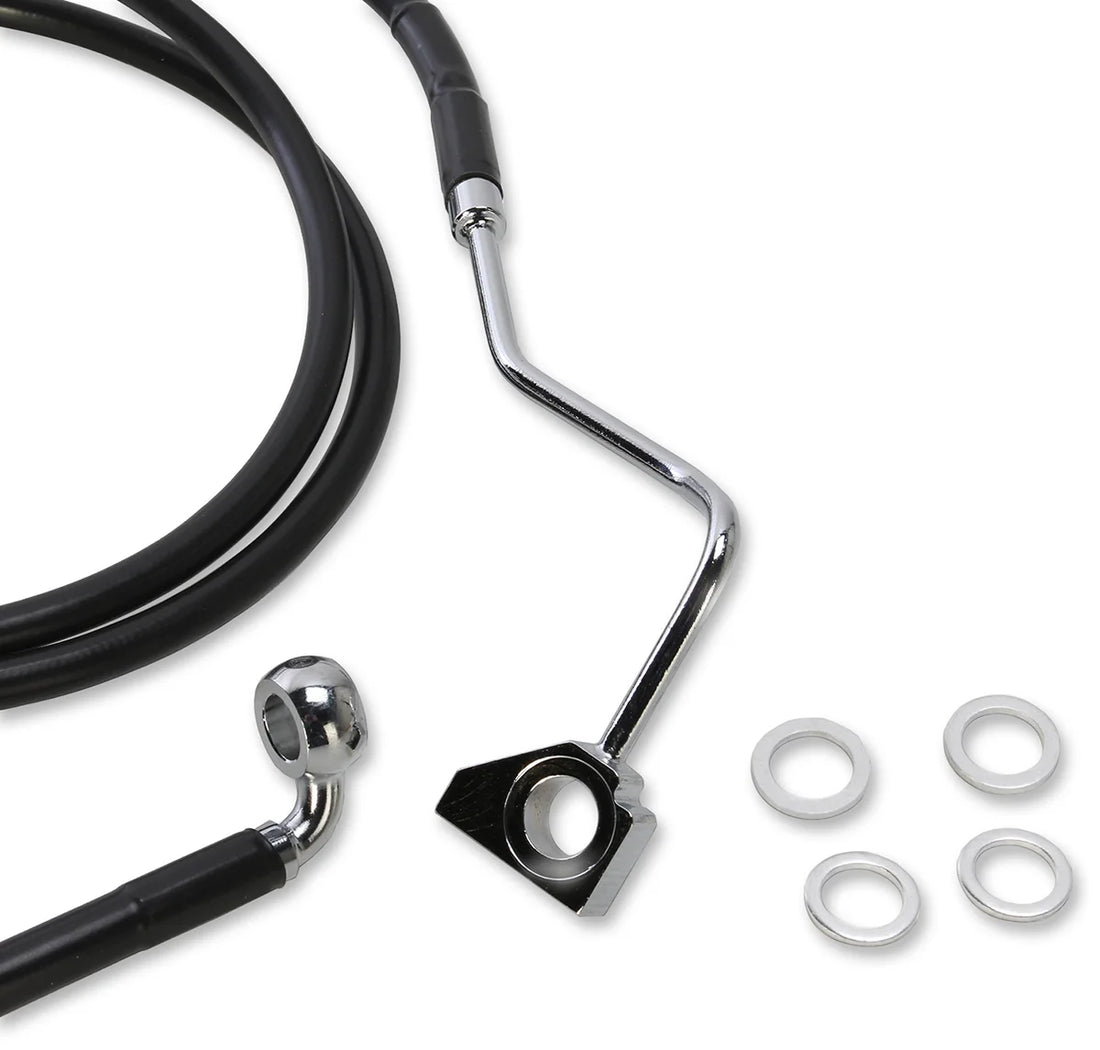Brake Line - Front (Upper) - Black - +6" DragSpecialties 615220-6BLK - Side View