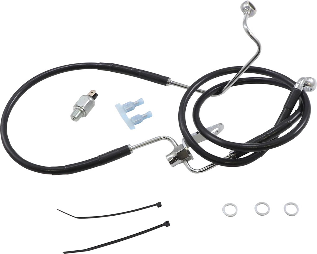 Brake Line - Rear - Black - +3" Non ABS DragSpecialties 621225-3BLK - Main Product View