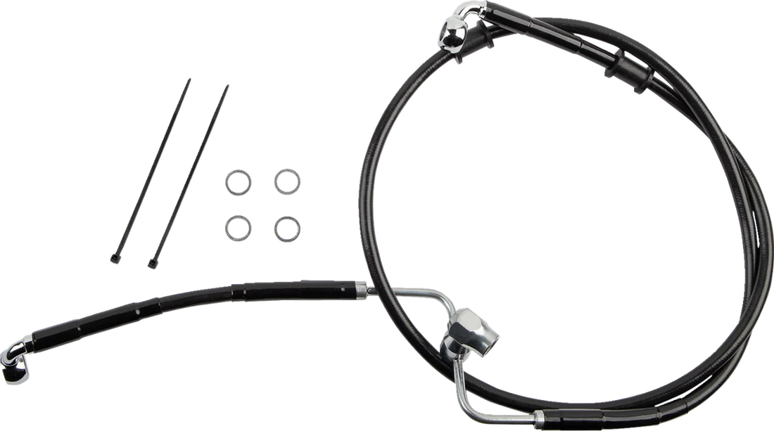Brake Line - Rear - Non-ABS - Stainless Steel DragSpecialties 618607 - Side View