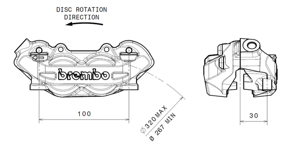 Brembo 06-09 Aprilia RSV 1000 R Factory/2010 RSV4 Factory P4.32 Brake Caliper - Front Left - Detail View