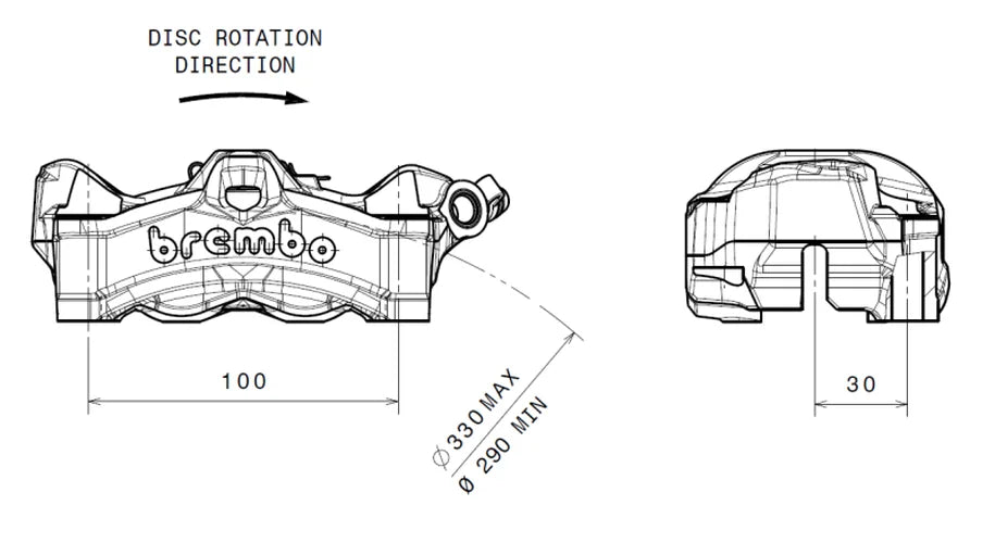 Brembo 18-25 Ducati Panigale V4/20-23 Superleggera V4 Stylema Brake Caliper - Front Right - Side View