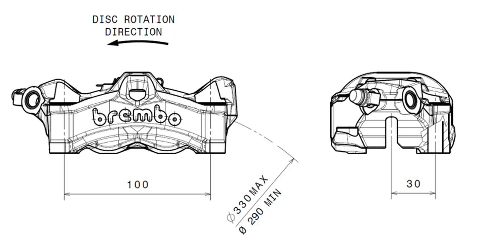 Brembo 2013 Aprilia RSV4 Factory APRC ABS/2013 RSV4 R APRC ABS Stylema Brake Caliper - Front Left - Side View