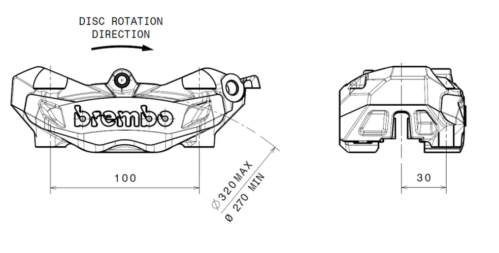 Brembo 2014 Aprilia Caponord 1200/17-18 Caponord 1200 ABS M4.32 Brake Caliper - Front Right - Detail View