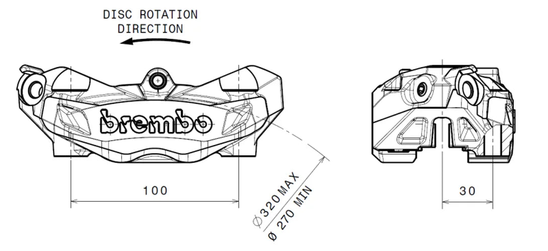 Brembo 2015 Ducati 899 Panigale/16-19 959 Panigale M4.32 Brake Caliper - Front Left - Detail View