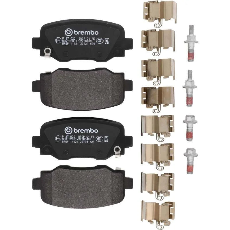 Brembo OE 15-17 Chrysler 200/14-23 Jeep Cherokee/2016 Grand Cherokee PRIME Low-Met Brake Pad - Rear - Side View