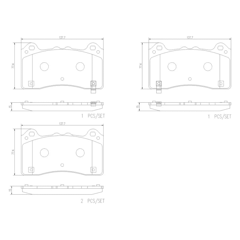 Brembo OE PRIME Ceramic Brake Pad - Front fits 2016-2018 Ford Focus RS