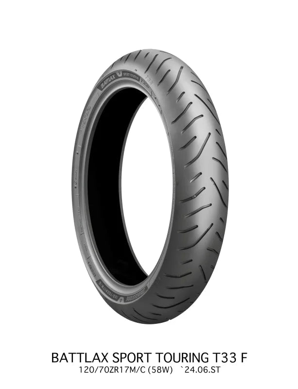 Bridgestone Battlax Sport Touring T33F - 120/60ZR17M/C 55W TL Front - Side View