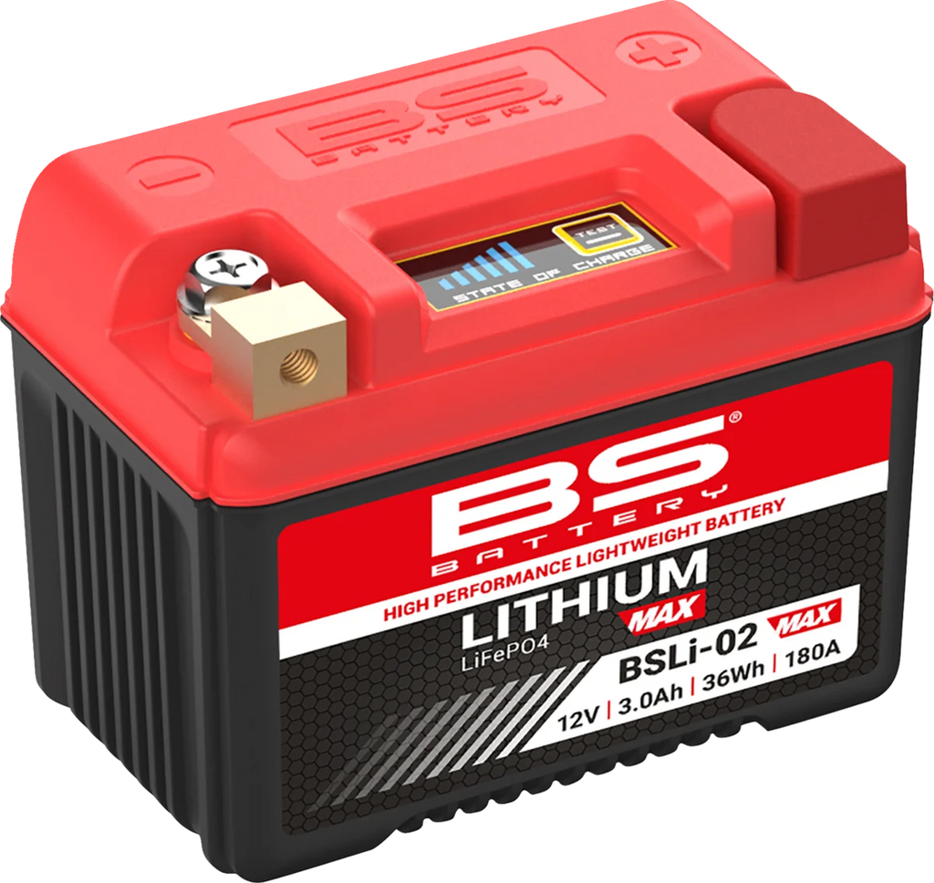 BsBattery Lithium Max Battery - BSLi-02 360115 - Side View