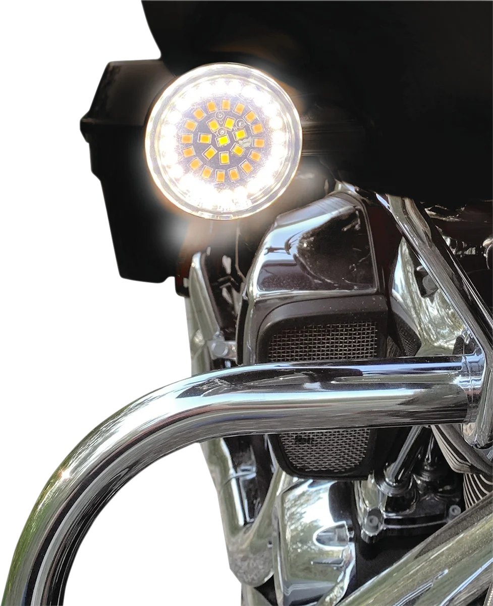 Bullet-Style Dual Front Turn Signal Insert - White - Amber DragSpecialties DS-300-AW-1157 - Side View