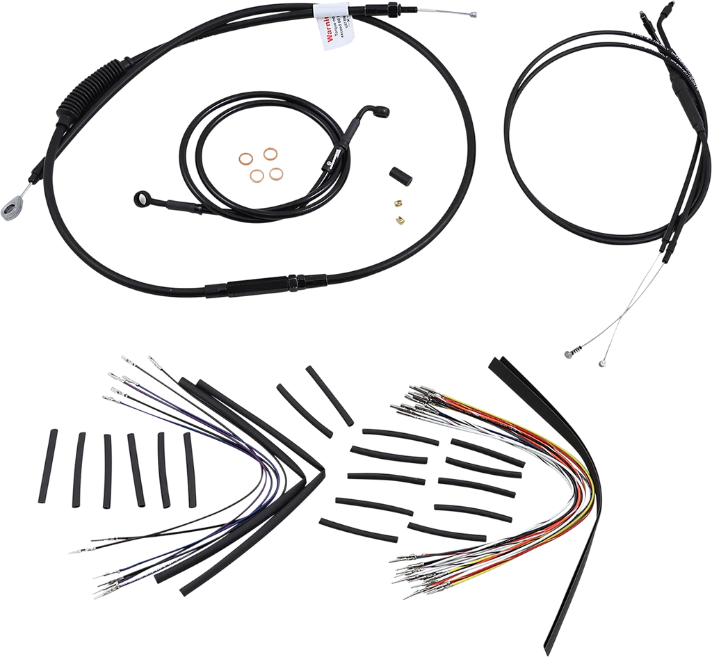 Burly Brand Cable Kit - Jail Bar - 12" Handlebars - Black Vinyl B30-1136 - Main Product View
