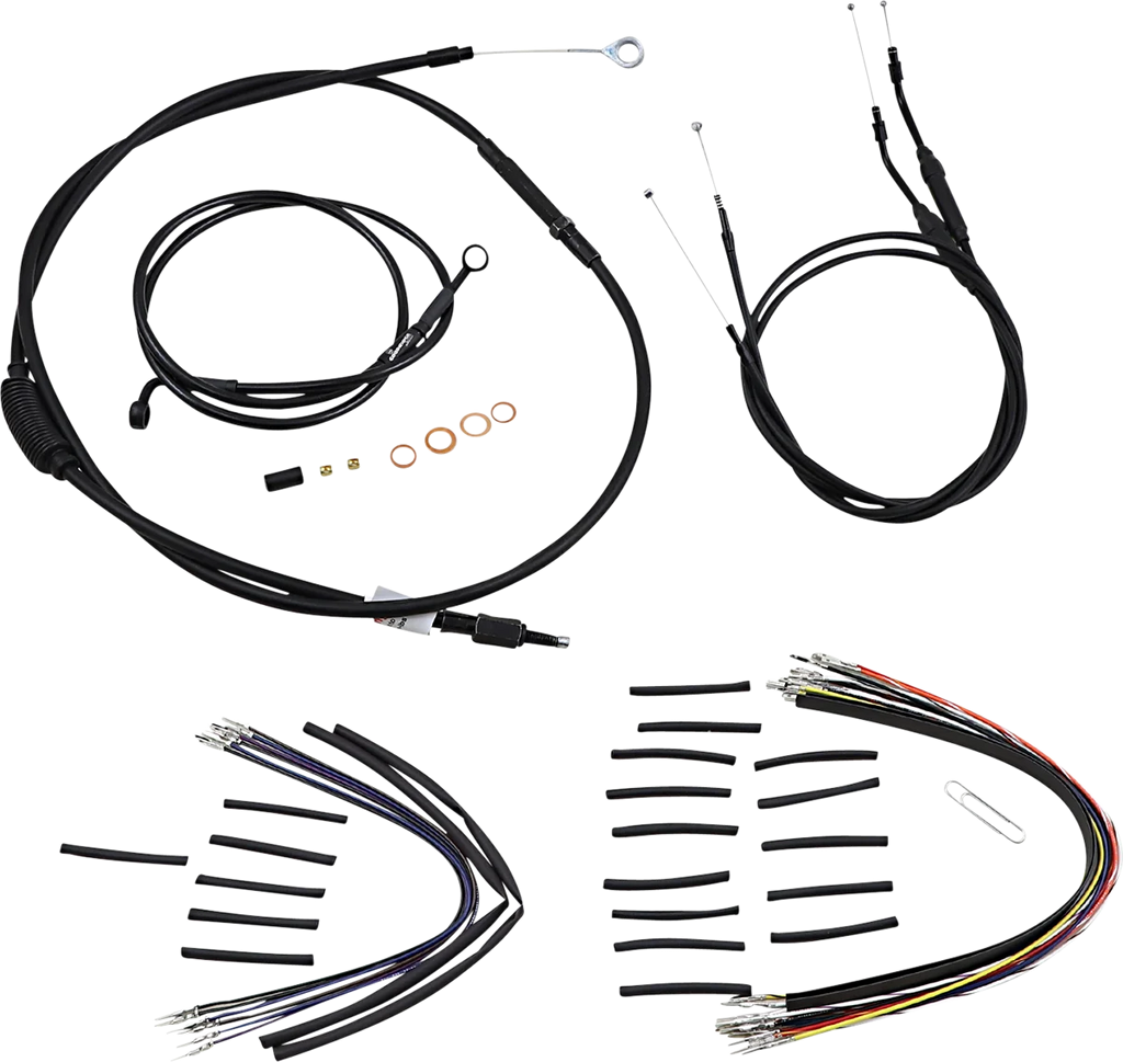 Burly Brand Cable Kit - Jail Bar - 12" Handlebars - Black Vinyl B30-1147 - Main Product View