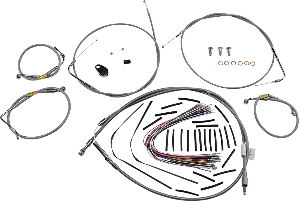 Burly Brand Control Kit - Early Touring Bikes - 15" Bagger Bar Handlebars - Black B30-1295 - Side View