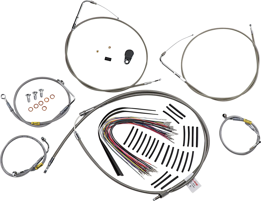 Burly Brand Control Kit - Early Touring Bikes - 15" Bagger Bar Handlebars - Stainless B30-1293 - Main Product View