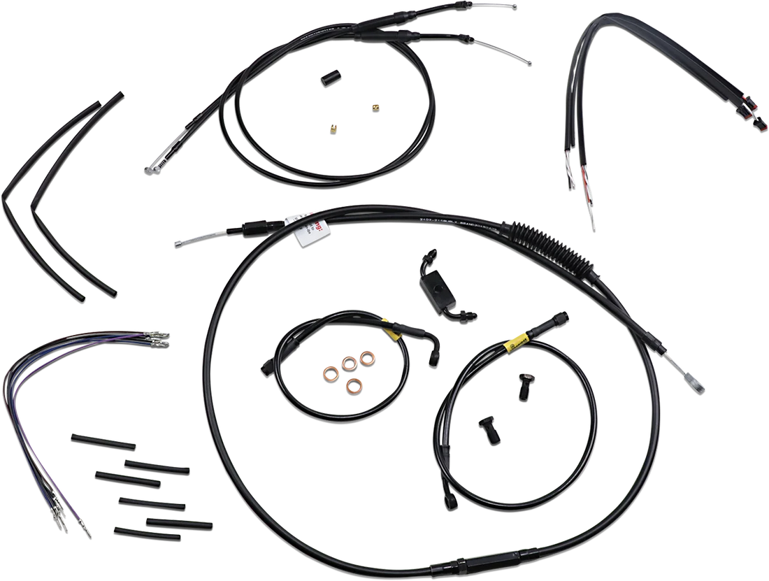 Burly Brand Handlebar Cable and Brake Line Kit - 16" Wide Glide Gorilla Handlebars B30-1216 - Side View