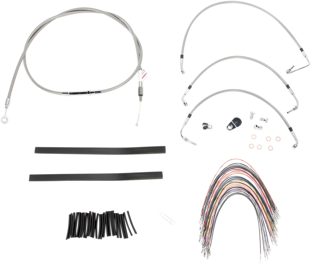 Burly Brand Handlebar Cable/Brake Line Kit - Complete - 13" Ape Hanger Handlebars - Stainless Steel B30-1103 - Side View