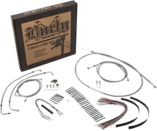 Load image into Gallery viewer, Burly Brand Handlebar Cable/Brake Line Kit - Complete - 13" Ape Hanger Handlebars - Stainless Steel B30-1232 - Side View