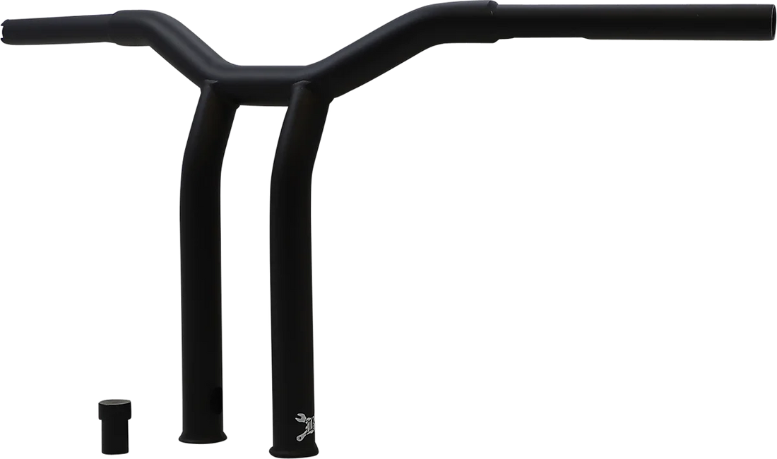 Burly Brand Handlebar - Dominator - Raked - 12" - Matte Black B12-6052SB - Side View